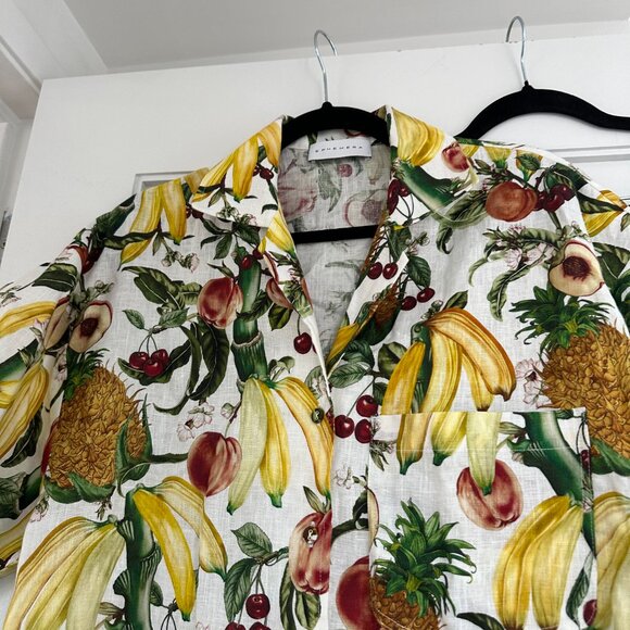 Ephemera Tropicana Siesta Coords Shirt And Shorts Set Fruit Printed Linen Sz 4 - Picture 9 of 13